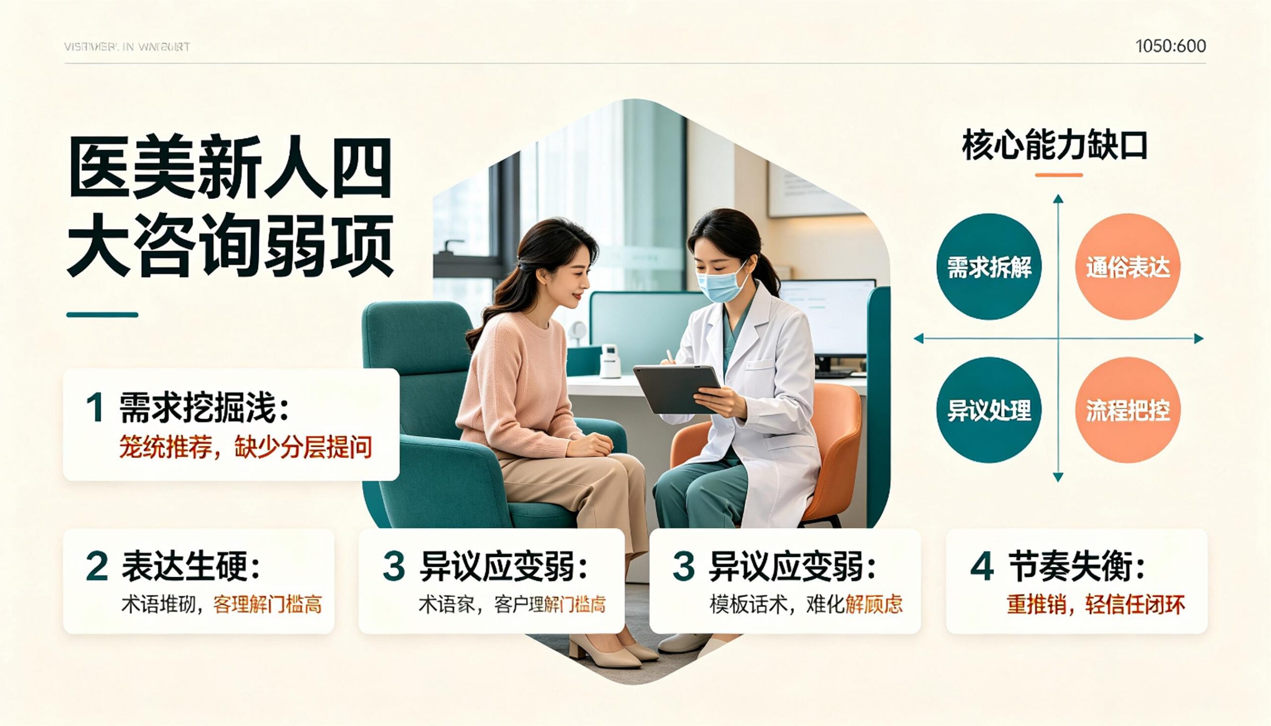 解决新人4项医美咨询弱项，AI客户话术对练快速缩短岗位成才周期