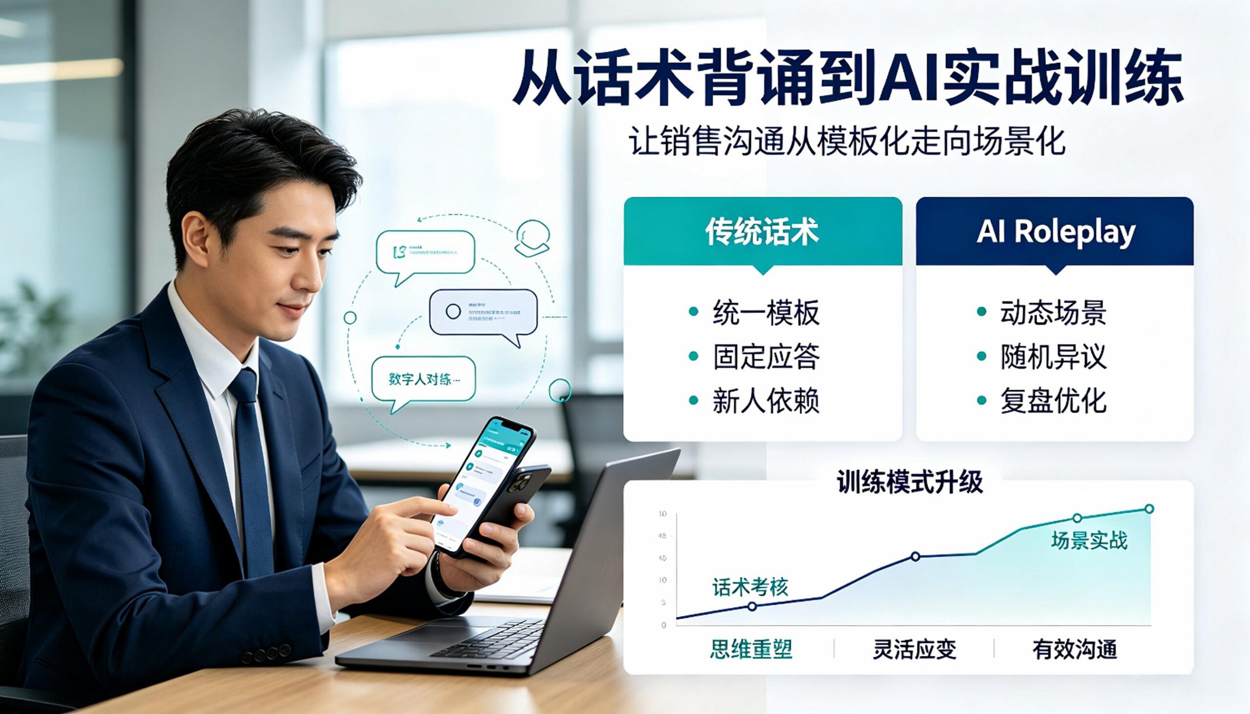 告别B2B拓客话术固化弊端，AI Roleplay销售模拟重塑商务沟通思维体系